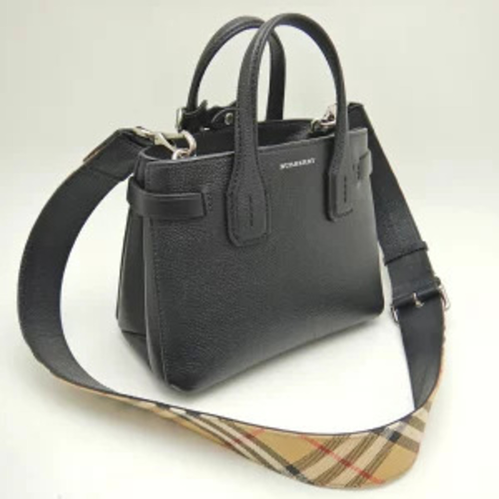 BURBERRY Baby Banner Handbag Leather Black - Picture 2 of 9